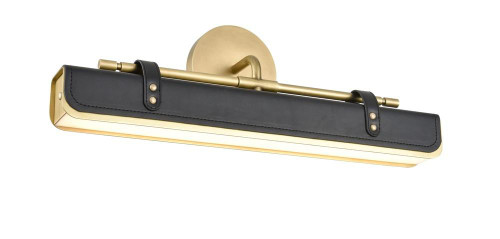 Alora Lighting Valise Picture Light, 1-Light, LED, Vintage Brass, Tuxedo Leather, 19.75"W 