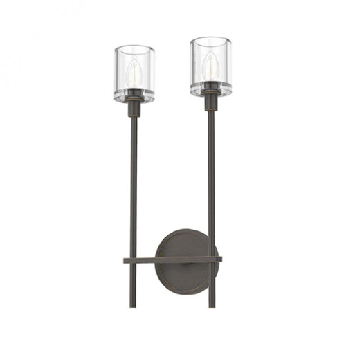 Alora Lighting Salita Bathroom Wall Sconce, 2-Light, Urban Bronze, Clear Crystal, 20.25"H 