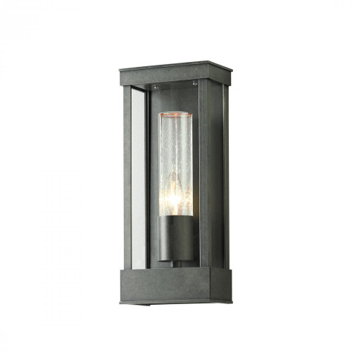 Hubbardton Forge Portico Outdoor Wall Sconce, 1-Light, Coastal Burnished Steel, Seeded Clear Glass, 15"H (304320-SKT-78-II0392 46810H) 