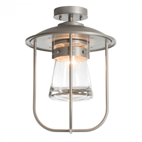 Hubbardton Forge Erlenmeyer Outdoor Semi-Flush Mount, 1-Light, Coastal Burnished Steel, Clear Glass, 12.1"W (356015-SKT-78-ZM0467 4T1G2M) 