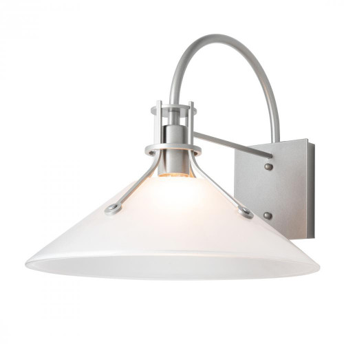 Hubbardton Forge Henry Outdoor Wall Sconce, 1-Light, Coastal Burnished Steel, Frosted Glass, 13"H (302714-SKT-78-FD0686 5CUNEX) 