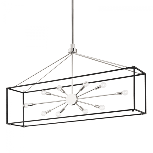 Hudson Valley Glendale Linear Chandelier Polished Nickel, Black 