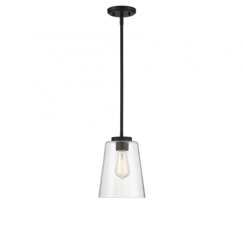 Calhoun Pendant, 1-Light, Matte Black, Glass Shade, 11"H (7-1027-1-89 AHV08)