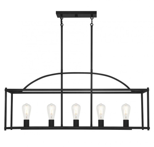 Savoy House Palladian Linear Chandelier, 5-Light, Matte Black, 12"W (1-190-5-89 AHV0K) 