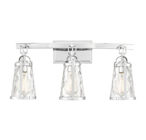 Savoy House Albany Bath Vanity Light, 3-Light, Polished Chrome, Glass Shade, 24"W (8-560-3-11 AHVXC) 