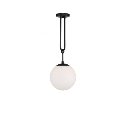 Savoy House Becker Pendant, 1-Light, Matte Black, Glass Shade, 27.5"H (7-180-1-89 AHVXV) 
