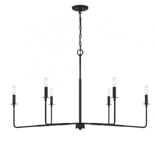 Salerno Chandelier, 6-Light, Matte Black, 42"W Savoy House(1-2221-6-89 AHVZG)
