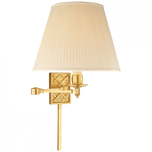 Visual Comfort & Co. Signature Collection Gene Swing Arm Wall Lamp, 1-Light, Natural Brass, Silk Shade, 15"H (AH 2012NB-S 22KNM) 