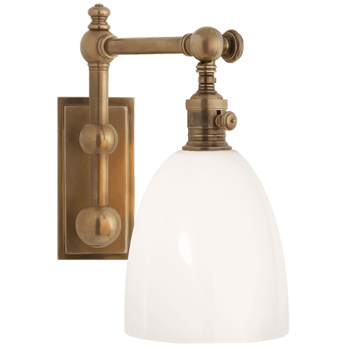 Visual Comfort & Co. Signature Collection Pimlico Wall Sconce, 1-Light, Antique Burnished Brass, White Glass, 11"H (CHD 2153AB-WG 25V5C) 