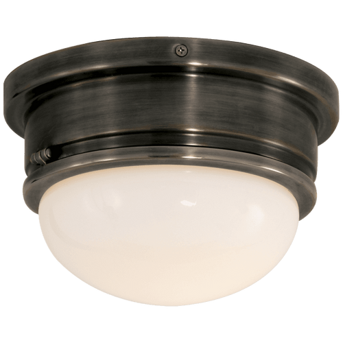 Visual Comfort & Co. Signature Collection Marine Flush Mount, 1-Light, Bronze, White Glass, 8.25"W (SL 4001BZ-WG 28XRD) 