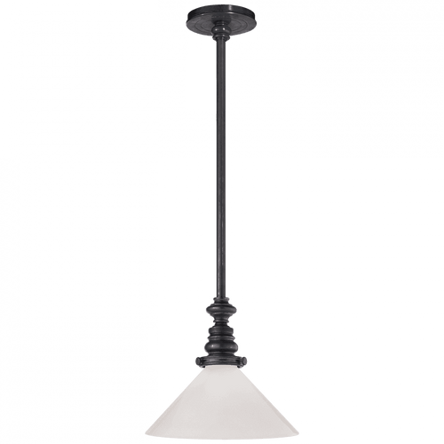 Visual Comfort & Co. Signature Collection Boston Pendant, 1-Light, Bronze, White Glass Slant Shade, 10"W (SL 5125BZ-WG1 28YP7) 