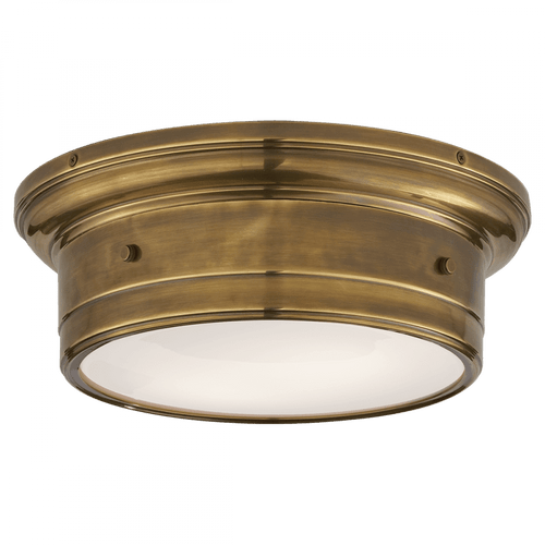 Visual Comfort & Co. Signature Collection Siena Flush Mount, 2-Light, Hand-Rubbed Antique Brass, White Glass, 11.75"W (SS 4015HAB-WG 2CRLU) 
