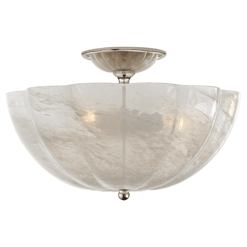 Visual Comfort & Co. Signature Collection Rosehill Semi-Flush, 3-Light, Polished Nickel, White Glass, 16"W (ARN 4000PN-WG 2K1RM) 