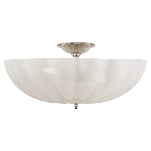 Visual Comfort & Co. Signature Collection Rosehill Semi-Flush Mount, 4-Light, Polished Nickel, White Glass, 21"W (ARN 4001PN-WG 2K1RR) 