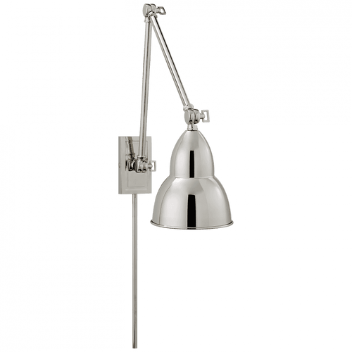 Visual Comfort & Co. Signature Collection French Library Arm Wall Sconce With Plug, 1-Light, Polished Nickel, 24"H (S 2602PN 2FY3G) 