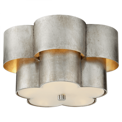 Visual Comfort & Co. Signature Collection Arabelle Flush Mount, 3-Light, Burnished Silver Leaf, Frosted Acrylic, 13.5"W (ARN 4306BSL-FG 2V2RE) 