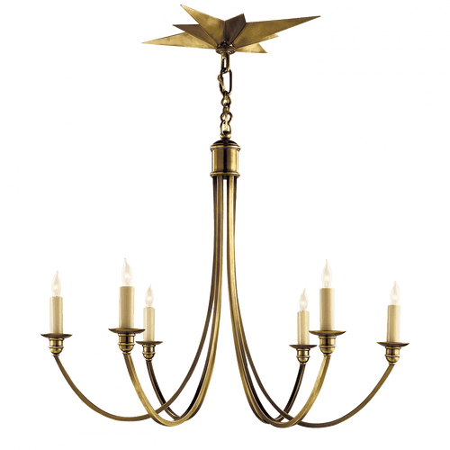 Visual Comfort & Co. Signature Collection Venetian Chandelier, 6-Light, Hand-Rubbed Antique Brass, 27"W (SC 5001HAB 28QXP) 