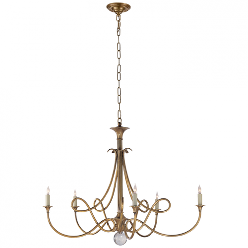 Double Twist Chandelier, 5-Light, Hand-Rubbed Antique Brass, 36"W (SC 5005HAB 28QXZ)