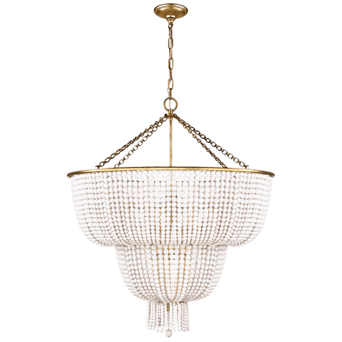 Visual Comfort & Co. Signature Collection Jacqueline Chandelier, 12-Light, Hand-Rubbed Antique Brass, White Acrylic Shade, 32.25"W (ARN 5104HAB-WG 2MWJF) 