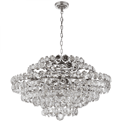 Visual Comfort & Co. Signature Collection Sanger Chandelier, 18-Light, Polished Nickel, Crystal Shade, 36.75"W (ARN 5120PN-CG 2K1TA) 