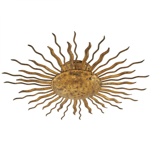 Visual Comfort & Co. Signature Collection Re Flush Mount, 2-Light, Gilded Iron, 22"W (SK 4000GI 2FW5R) 