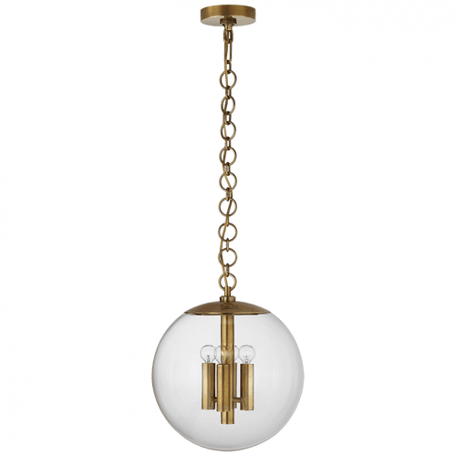Visual Comfort & Co. Signature Collection Turenne Pendant, 4-Light, Globe, Hand-Rubbed Antique Brass, 14"W (ARN 5255HAB-CG CHPKG) 