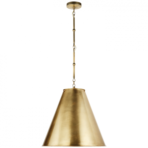 Goodman Medium Hanging Light, 1-Light, Hand-Rubbed Antique Brass, Antique Brass Shade, Over All Height 43" (TOB 5091HAB-HAB 2FT6W)