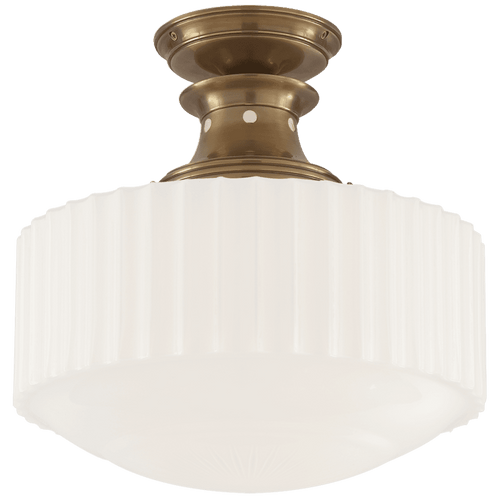 Visual Comfort & Co. Signature Collection Milton Road Flush Mount, 1-Light, Hand-Rubbed Antique Brass, 14.25"W (TOB 5150HAB-WG 2FT90) 