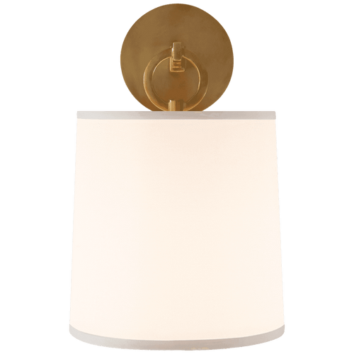Visual Comfort & Co. Signature Collection French Cuff Wall Sconce, 1-Light, Soft Brass, Silk Shade, 14"H (BBL 2035SB-S 2G03N) 