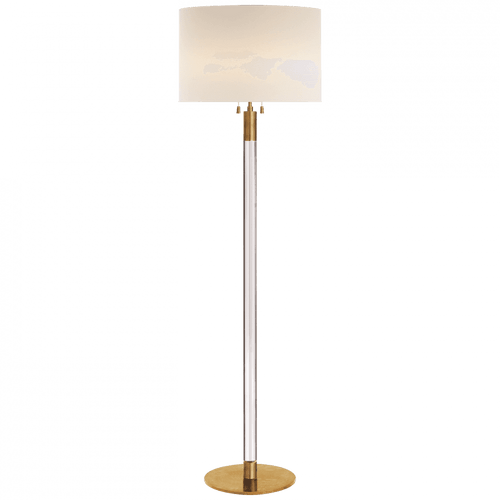Visual Comfort & Co. Signature Collection Riga Floor Lamp, 2-Light, Hand-Rubbed Antique Brass, Crystal, Linen Shade, 60.25"H (ARN 1005HAB/CG-L 2K2Q7) 
