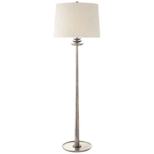 Visual Comfort & Co. Signature Collection Beaumont Floor Lamp, 2-Light, Burnished Silver Leaf, Linen Shade, 62.75"H (ARN 1301BSL-L 2V5QW) 