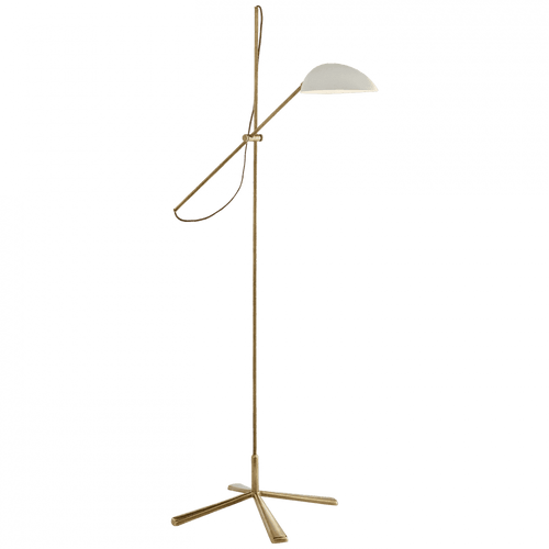 Visual Comfort & Co. Signature Collection Graphic Floor Lamp, 1-Light, Hand-Rubbed Antique Brass, White Shade, 67"H (ARN 1501HAB-WHT 2V5QZ) 