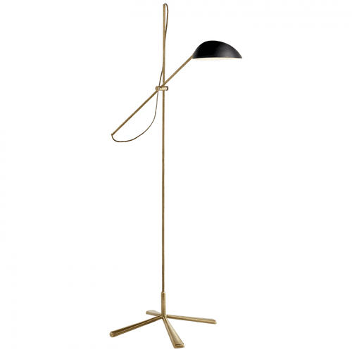 Visual Comfort & Co. Signature Collection Graphic Floor Lamp, 1-Light, Hand-Rubbed Antique Brass, Black Shade, 67"H (ARN 1501HAB-BLK 2V5QY) 