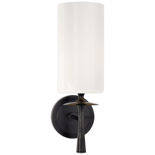 Visual Comfort & Co. Signature Collection Drunmore Bathroom Wall Sconce, 1-Light, Bronze, White Glass, 14.25"H (ARN 2018BZ-WG 2K3N2) 