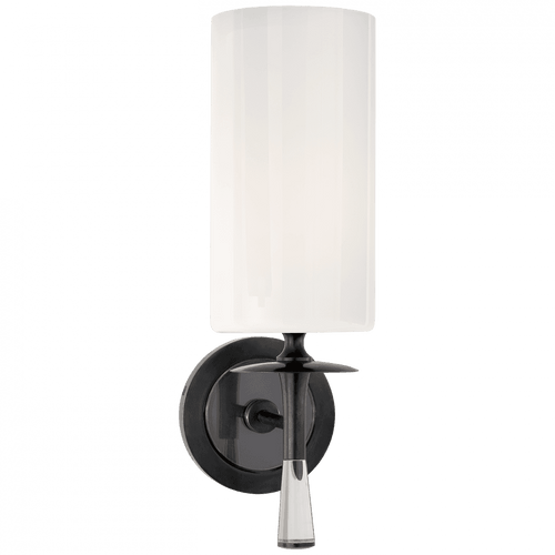 Visual Comfort & Co. Signature Collection Drunmore Bathroom Wall Sconce, 1-Light, Bronze, Crystal, White Glass, 14.25"H (ARN 2018BZ/CG-WG 2K3N0) 