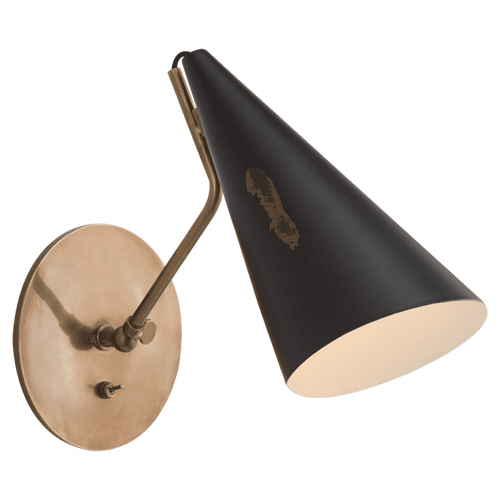 Visual Comfort & Co. Signature Collection Clemente Wall Sconce, 1-Light, Black, Brass, Black Shade, 10.5"H (ARN 2024HAB-BLK 2K3NJ) 