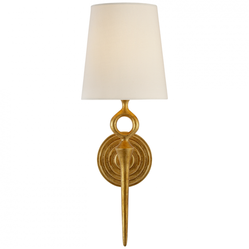 Bristol Wall Sconce, 1-Light, Gild, Linen Nordy Shade, 18"H (ARN 2022G-L 2K3NH)