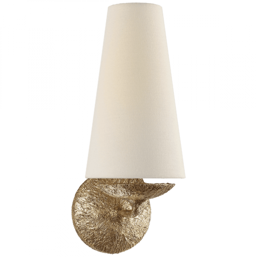 Visual Comfort & Co. Signature Collection Fontaine Single Wall Sconce, 1-Light, Gilded Plaster, Linen Shade, 14.25"H (ARN 2201GP-L 2V1VW) 