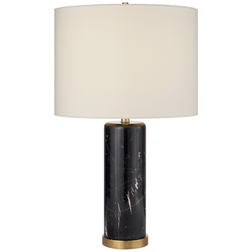 Visual Comfort & Co. Signature Collection Cliff Table Lamp, 1-Light, Black Marble, Linen Shade, 30"H (ARN 3004BM-L 2K3P2) 