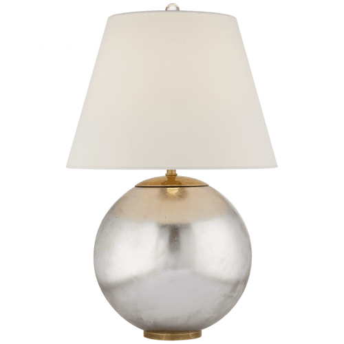 Visual Comfort & Co. Signature Collection Morton Table Lamp, 1-Light, Burnished Silver Leaf, Linen Shade, 24.5"H (ARN 3000BSL-L 2K3NW) 