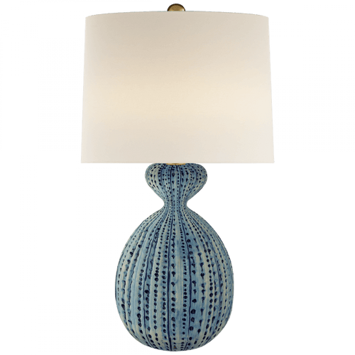 Visual Comfort & Co. Signature Collection Gannet Table Lamp, 1-Light, Pebbled Aquamarine, Linen Shade, 29.25"H (ARN 3606PA-L 2K3QC) 