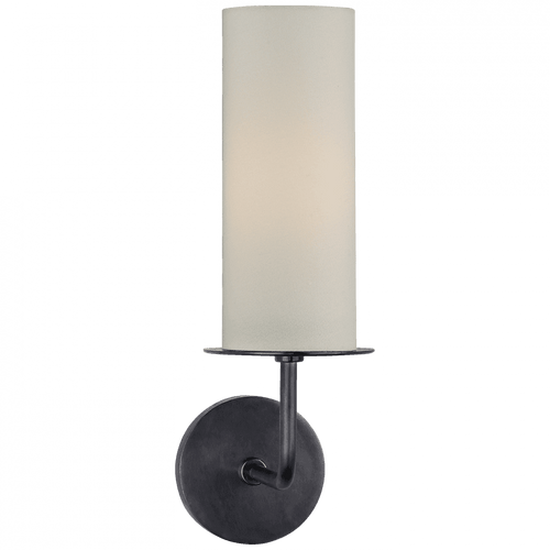 Visual Comfort & Co. Signature Collection Larabee Wall Sconce, 1-Light, Gun Metal, Cream Linen Shade, 16"H (KS 2035GM-L 2V2TQ) 