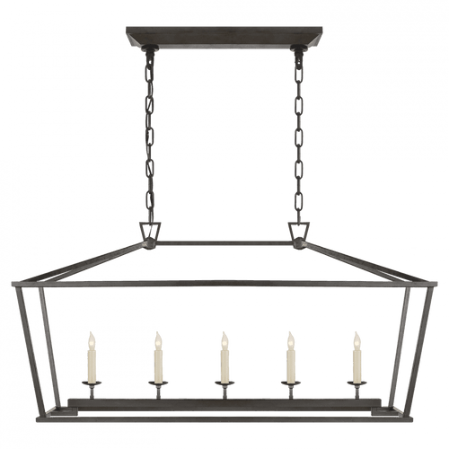 Visual Comfort & Co. Signature Collection Darlana Linear Chandelier, 5-Light, Aged Iron, 41"W (CHC 2156AI 2V8MN) 