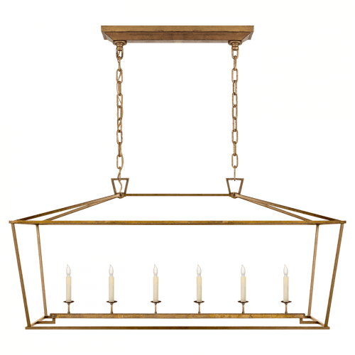 Visual Comfort & Co. Signature Collection Darlana Linear Chandelier, 6-Light, Gilded Iron, 54"W (CHC 2166GI 2K0TV) 