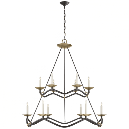 Visual Comfort & Co. Signature Collection Choros Chandelier, 12-Light, Aged Iron, 42"W (S 5041AI 2MZGP) 