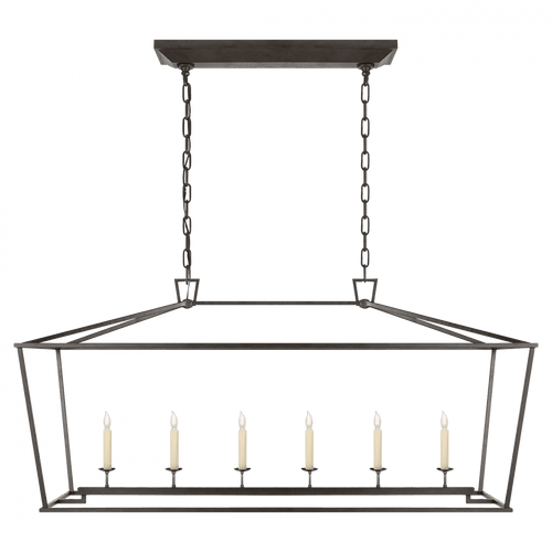Visual Comfort & Co. Signature Collection Darlana Linear Chandelier, 6-Light, Aged Iron, 54"W (CHC 2166AI 2K0TU) 