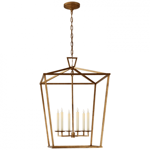 Visual Comfort & Co. Signature Collection Darlana Lantern Pendant, 6-Light, Gilded Iron, 29"W (CHC 2177GI 2MXKR) 