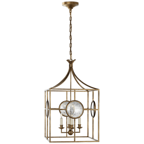 Visual Comfort & Co. Signature Collection Gramercy Medium Hanging Lantern, 4-Light, Gilded Iron, 29"H (CHC 2186GI 2MYG7) 