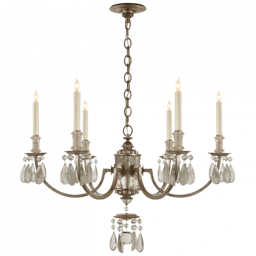 Visual Comfort & Co. Signature Collection Elizabeth Chandelier, 6-Light, Burnished Silver Leaf, 33"W (TOB 5036BSL 2JUWZ) 