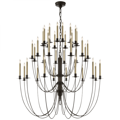 Visual Comfort & Co. Signature Collection Erika Three-Tier Chandelier, 36-Light, Aged Iron, 39.5"W (TOB 5206AI 2K1PX) 